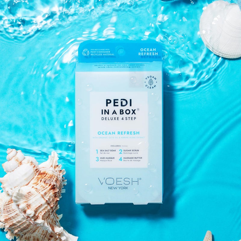 VOESH Pedi in a Box 4 Step Ocean Refresh - 3 Pack, At-Home Pedicure Treatment, Spa Pedicure, Foot Spa, Foot Soak, Foot Scrub, DIY Pedi, Pedicure Set - Image 2